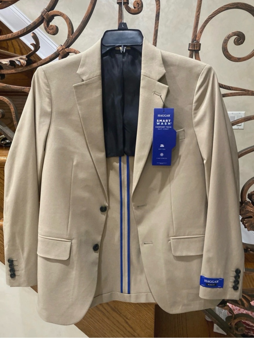 Haggar Khaki Single-Breasted Men's Blazer